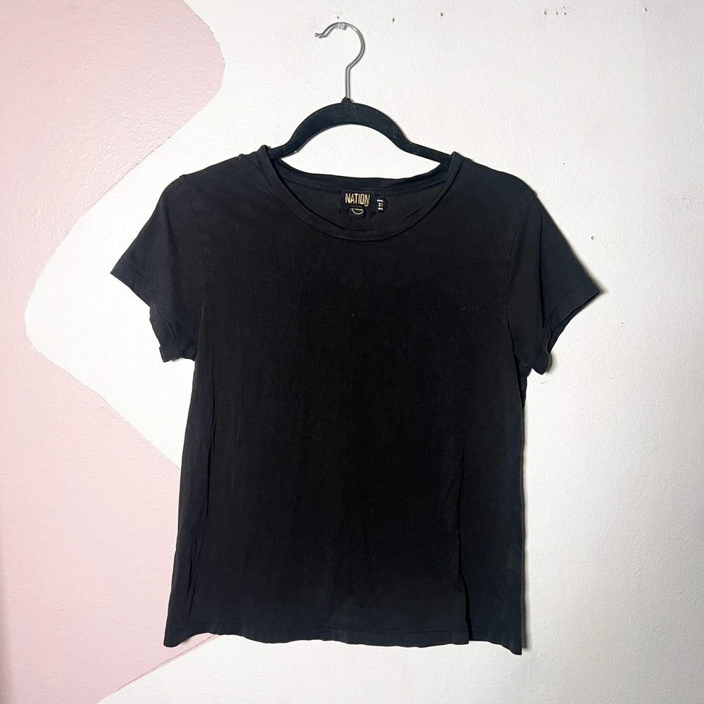 Nation LTD T Shirt Women's XS Black Organic Pima Cotton Short Sleeve Luxury